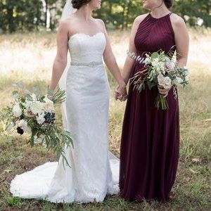 Maroon bridesmaid dress